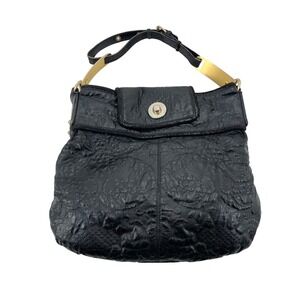 Stella McCartney Black Textured Hobo Bag Gold Accents Made in Italy Shoulder Bag
